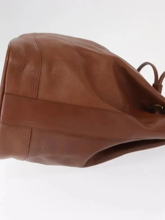 Burberrys Purse Shoulder Bag Leather Brown Gold Auth - Picture 5 of 15